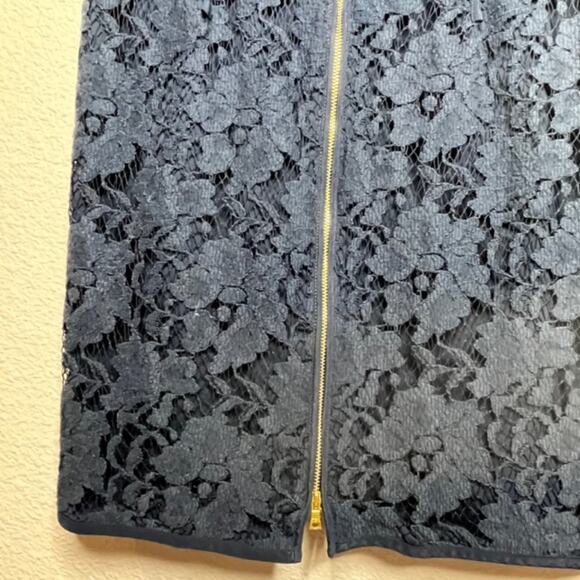 Donna Morgan Stunning Silk Lace Zip Navy Mini Shift Dress Sz 6 - Picture 5 of 15